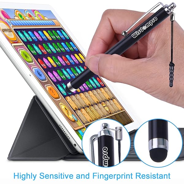9-Pack Wisdompro Stylus Pens for All Touch Screens - Universal Rubber Tips & Lanyard for iPad, iPhone, Samsung & More - Image 4
