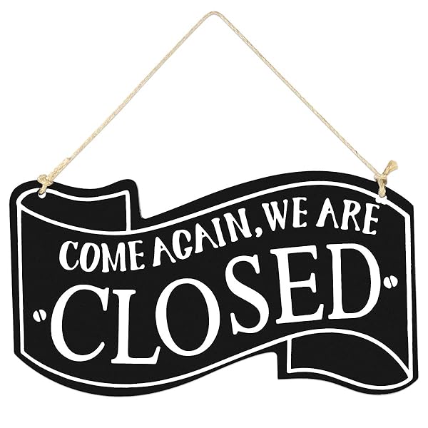 Wooden Double-Sided Open/Closed Signs for Stores & Homes - Stylish Black Design