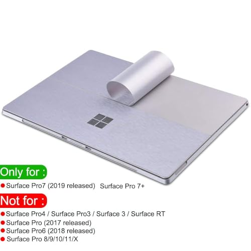 XISICIAO Ultra Thin Skin Sticker for Surface Pro 7 Pro 7 Plus 12.3 Inch Metallic Brushed Silver Laptop Cover Protector - Image 2