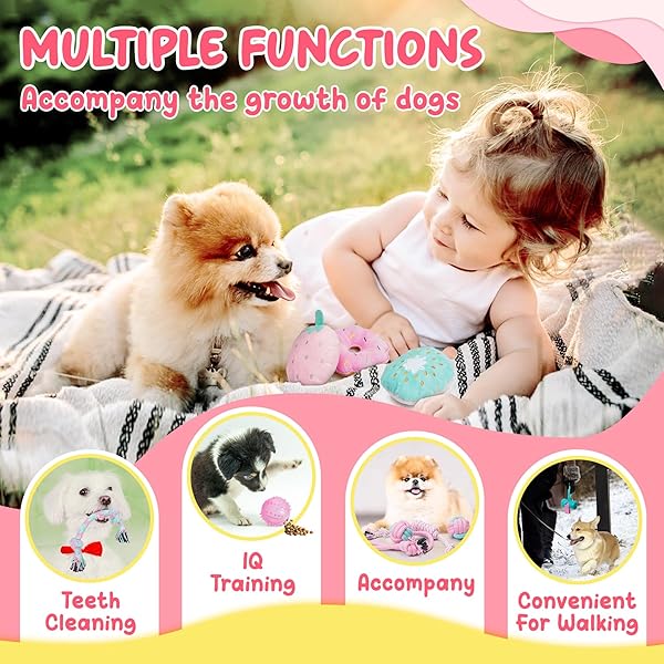 XIUGOAL 23 Pack Pink Puppy Toys for Teething Interactive Chew Toys Squeaky Balls and Ropes for Boredom Relief in Small Dogs - Image 6
