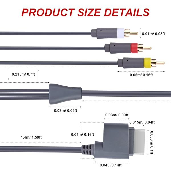 Xbox 360 AV Cable Cord, Audio Video HD Optical Cable AV TV Out Cable to HD TV Adapter for Xbox 360 Console Video Game(6FT) - Image 6