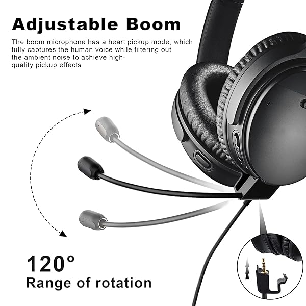 Replacement Microphone Headphones Cable for Bose QuietComfort 35 QC35 QC35 II Boom Gaming Mic with Mute Switch for Xbox One PS4 PS5 PC 4FT - Image 4