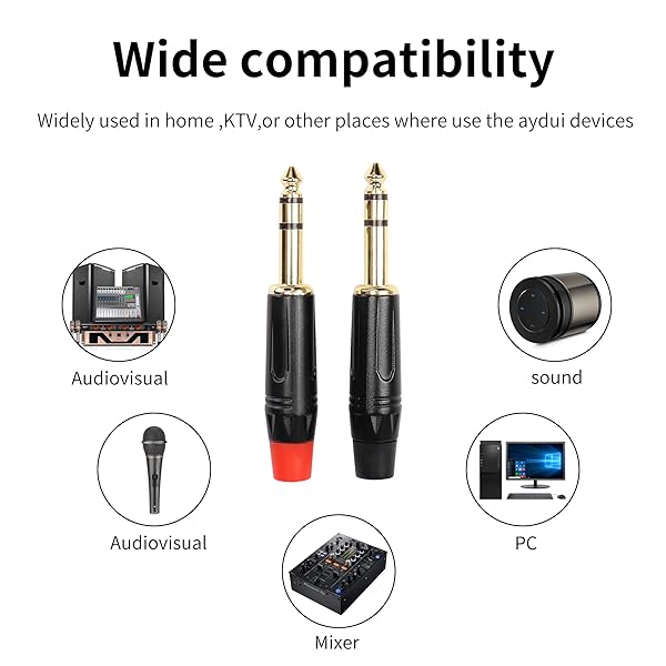 YACSEJAO TRS 1 4" Audio Plug 2Pack 6.35mm Male Stereo Audio Plug 1 4 inch Solder Type Stereo Plug for DJ Mixer Speaker Guitar Cables Phono Patch - Image 6