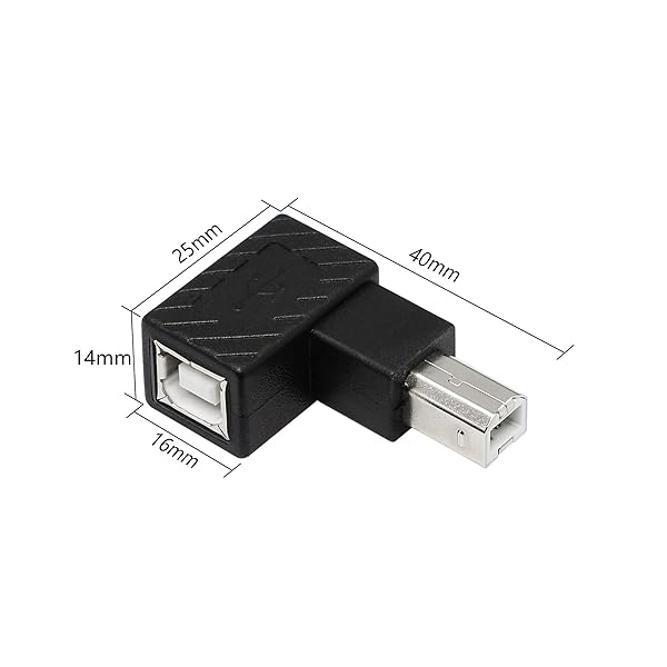 YACSEJAO USB 2.0 Type-B Printer Adapter, 2Pack 90 Degrees USB 2.0 B Male to Type-B Female Printer Adapter? for Printer, Scanner, Mobile HDD and More?Left Angle+Right Angle? - Image 6