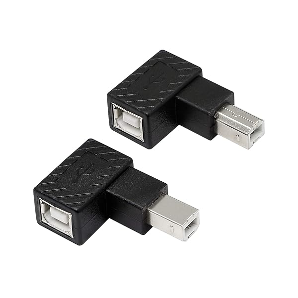 YACSEJAO USB 2.0 Type-B Printer Adapter, 2Pack 90 Degrees USB 2.0 B Male to Type-B Female Printer Adapter? for Printer, Scanner, Mobile HDD and More?Left Angle+Right Angle? - Image 2