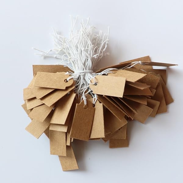 YEJI 100 Pcs Kraft Paper Gift Tags with String - Perfect for Jewelry & Price Tagging - Image 3