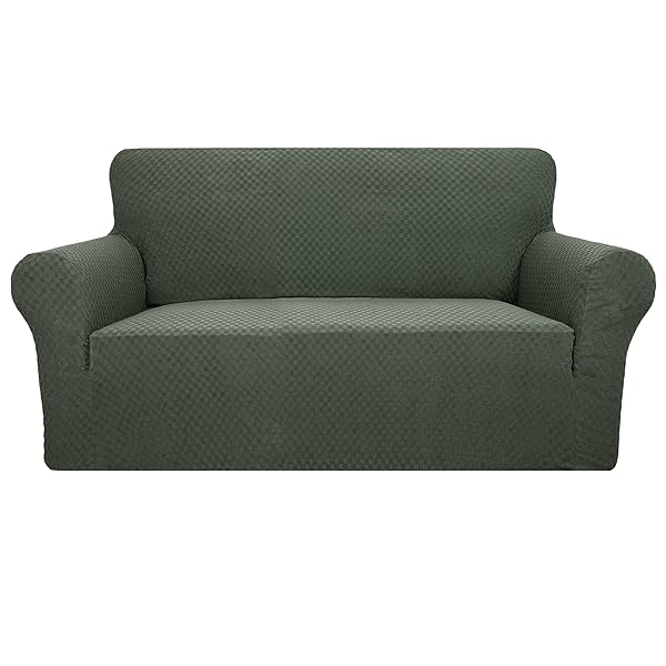 YEMYHOM High Stretch Jacquard Couch Cover for 2 Cushion Sofa Pet Proof Non Slip Furniture Protector Light Blue