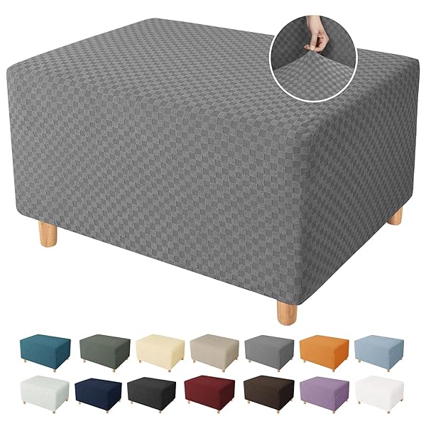 YEMYHOM YEMYHOM Ottoman Cover Latest Jacquard Design High Stretch Folding Storage Footstool Protector Rectangle Removable Slipcover (Ottoman X-Small, Light