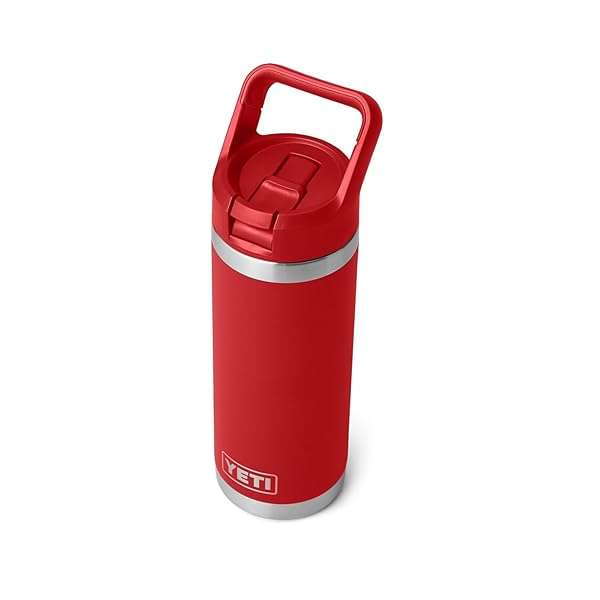 YETI Rambler 18 oz Bottle - Vacuum Insulated Stainless Steel with Color Matching Straw Cap in Rescue Red - Image 5