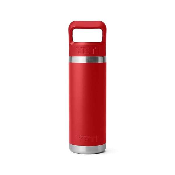 YETI Rambler 18 oz Bottle - Vacuum Insulated Stainless Steel with Color Matching Straw Cap in Rescue Red - Image 7