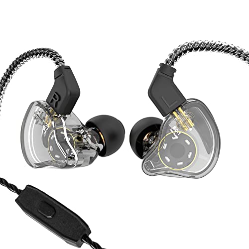 YINYOO CCZ Melody Gaming Earbuds: HiFi Bass Wired IEM with Microphone for Gaming, Music & Calls - Detachable Cable, Clear Black