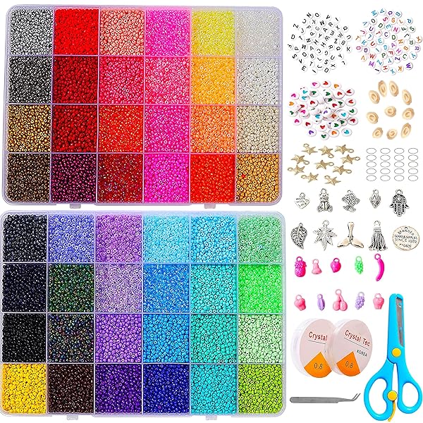 YITOHOP YITOHOP 36000+ 2mm Glass Seed Beads Kit - 48 Colors for Jewelry Making | Perfect Birthday Gift for Adults & Girls