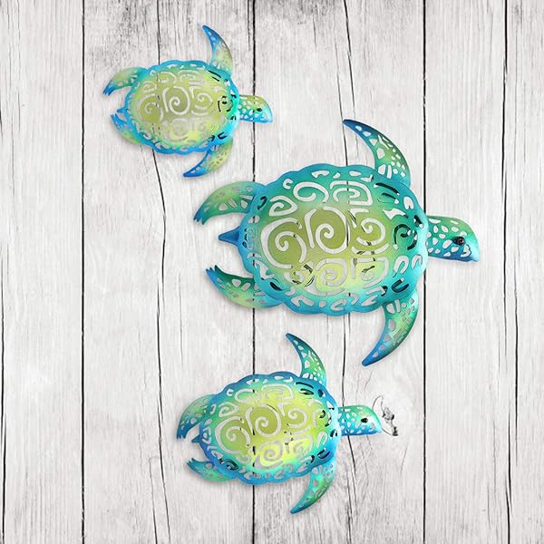 YOUIN Set of 3 Metal Sea Turtle Wall Art - Beach Theme Decor for Indoor & Outdoor Spaces - Image 4