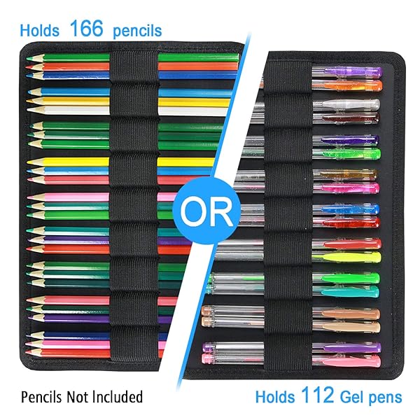 YOUSHARES 166 Slots Colored Pencil Case & 110 Slots Gel Pen Organizer - Multi-Layer Holder for Artists & Adults (Blue) - Image 3