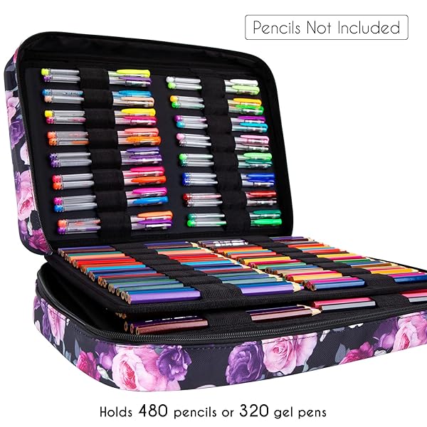 YOUSHARES 480 Slots Colored Pencil Case - Big Capacity Pen Case Organizer with Multilayer Holder large Colored Pencil Case (Purple Pink Rose) - Image 4
