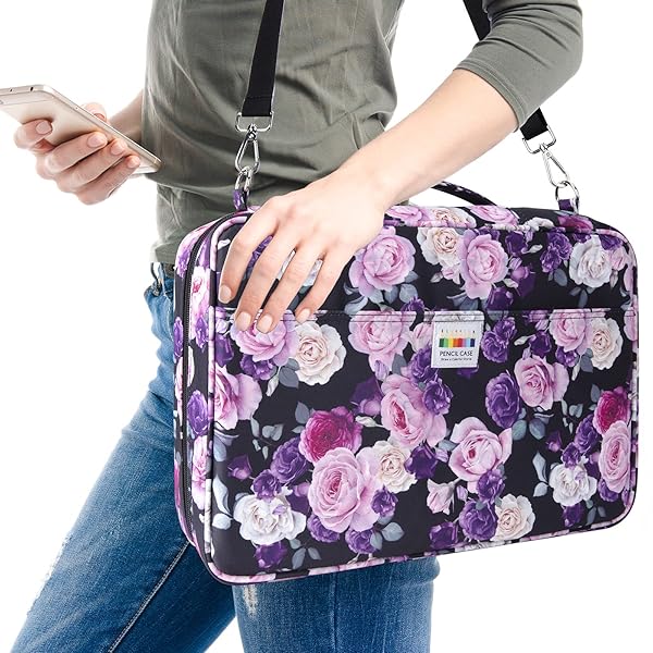 YOUSHARES 480 Slots Colored Pencil Case - Big Capacity Pen Case Organizer with Multilayer Holder large Colored Pencil Case (Purple Pink Rose) - Image 7