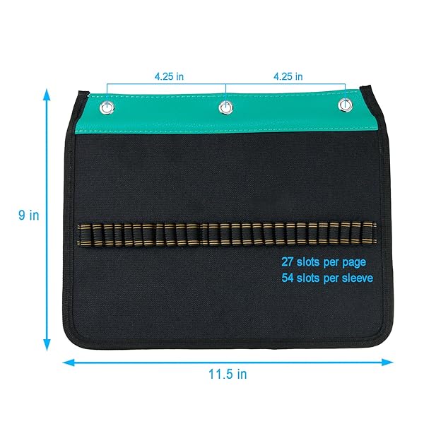 YOUSHARES 54 Slots Pencil Sleeve - 3 Ring Binder Pouch for Colored Pencils & Pens - Green Stationery Organizer - Image 4