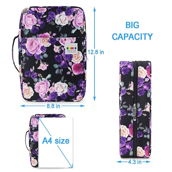 YOUSHARES Large Capacity Colored Pencil Case 300 Slots Multilayer Organizer for Prismacolor Pencils and Gel Pens in Purple Pink Rose - Image 7