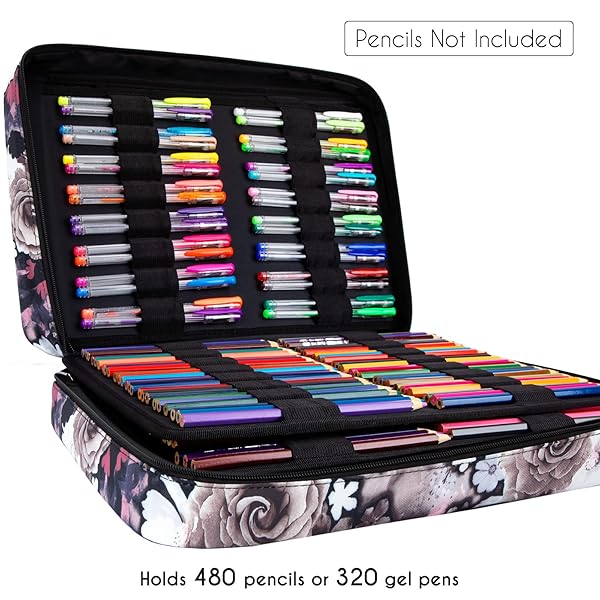 YOUSHARES Big Capacity Colored Pencil Case - 480 Slots large Pen Case Organizer with Multilayer Holder for Prismacolor Colored Pencils and Gel Pen - Image 4