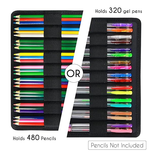 YOUSHARES Big Capacity Colored Pencil Case - 480 Slots large Pen Case Organizer with Multilayer Holder for Prismacolor Colored Pencils and Gel Pen - Image 5