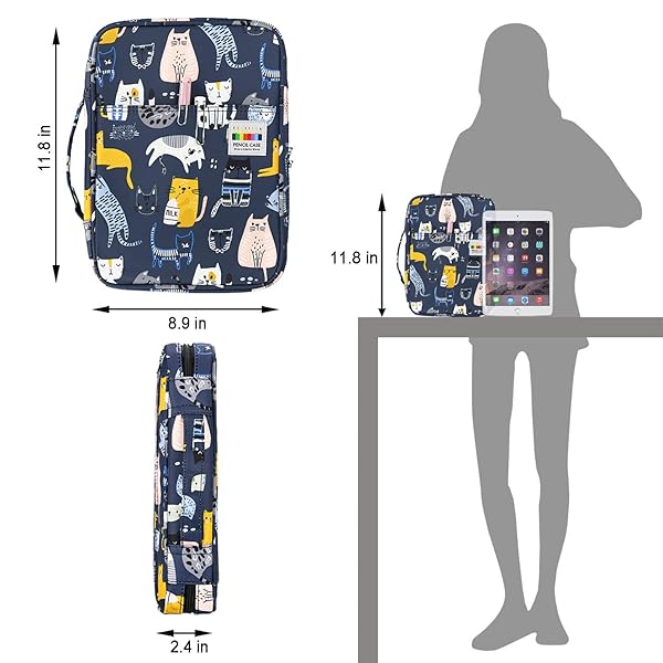 YOUSHARES 166-Slot Colored Pencil Case Organizer with Zipper & Wrap - Perfect for Prismacolor & Gel Pens (Sports Cat Design) - Image 7