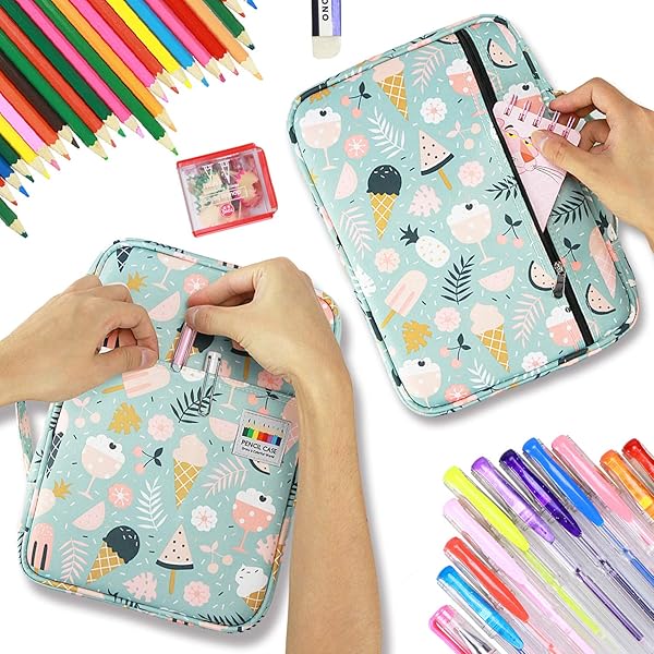 YOUSHARES 220 Slot Colored Pencil Case - Multilayer Organizer for Prismacolor & Gel Pens (Ice Cream Design) - Image 5