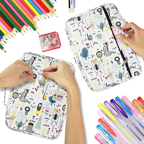 YOUSHARES 220 Slot Colored Pencil Case - Multi-Layer Organizer for Prismacolor & Gel Pens (Forest) - Handy Wrap & Zipper - Image 5