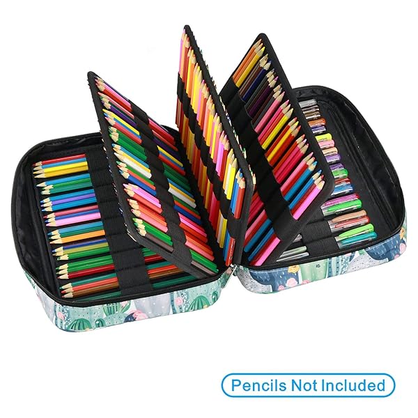 YOUSHARES 220 Slot Colored Pencil Case - Multi-Layer Organizer for Prismacolor & Gel Pens (Cactus Design) - Image 4