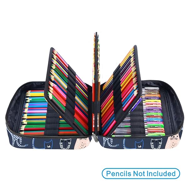 YOUSHARES 220 Slot Colored Pencil Case Organizer - Multi-Layer Holder for Prismacolor & Gel Pens (Sports Cat Design) - Image 6