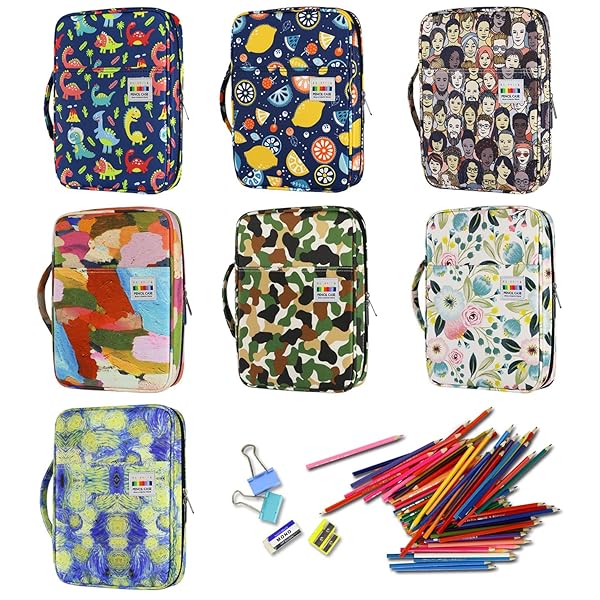 YOUSHARES Large Capacity Colored Pencils Case for 220 PCS Prismacolor Crayola Gel Pens Watercolor Flowers Design - Image 7