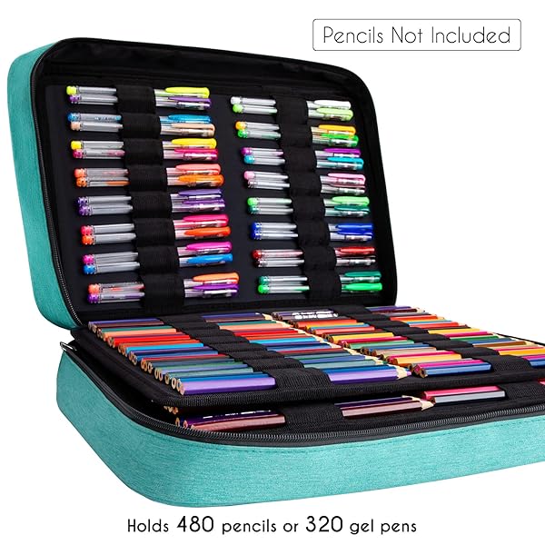 YOUSHARES Organizer Color Pencil 480 Slots - Pen Case Organizer with Handy Wrap and Zipper, Multilayer Holder for Prismacolor Colored Pencils and Gel - Image 2