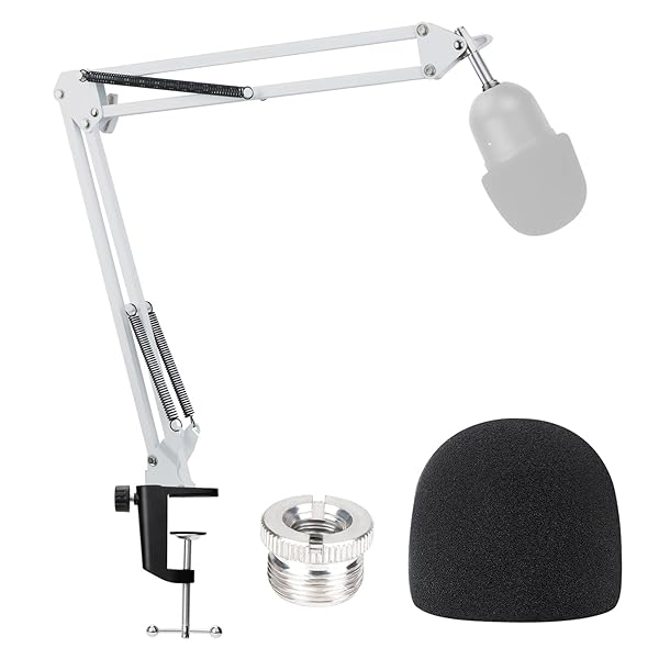 YOUSHARES YOUSHARES Razer Seiren Mini Boom Arm with Pop Filter and Foam Cover for Streaming Microphone White