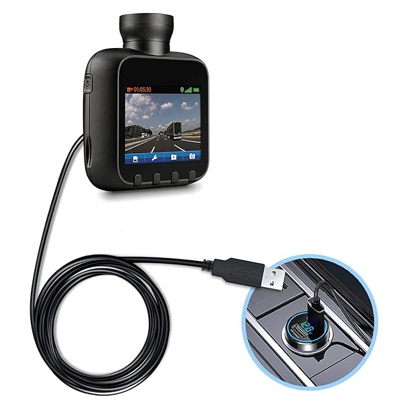 YQMAJIM 11 Ft Dash Cam Power Cord - 90 Degree Micro USB Charging Cable for Car Cameras - Image 8