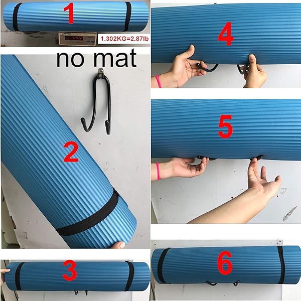 YYST Yoga Mat Foam Rollers Wall Rack Storage Holder for Foam Rollers and Yoga Mat Up to 8 Inch Diameter 4 Pack - Image 4