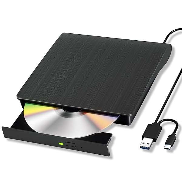 Portable External Blu-ray Drive: 50G Read/Write, USB 3.0 & Type-C, 3D Burner for Windows & Mac