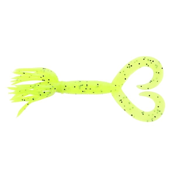 "Yamamoto Double Tail Hula Grub 4" - Chartreuse with Large Black for Ultimate Fishing Success"