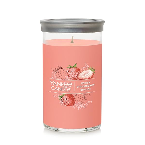Yankee Candle Yankee Candle White Strawberry Bellini 14.25oz Pillar Candle - Refreshing Scent for Home Ambiance