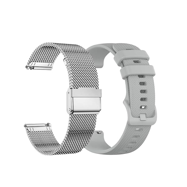 Yeejok 22mm Smartwatch Bands for Fossil Gen 5E Carlyle Julianna Gen 4 Explorist HR Gray Silicone Sport and Silver Mesh Strap