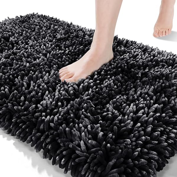 Yimobra 31.5x19.8 Bath Rug Mat: Soft, Absorbent, Non-Slip Chenille for Quick-Dry Bathroom Decor