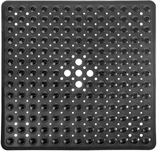Yimobra Yimobra Non-Slip Shower Stall Mat 21x21 Inch - Soft, Washable Bath Mat with Suction Cups & Drain Holes - Black Bathroom Accessory