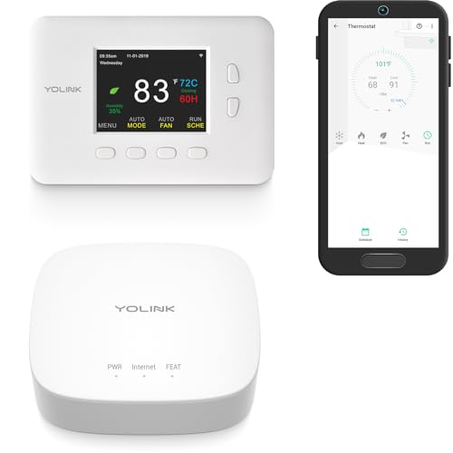 YoLink Smart Thermostat, Now Heat Pump Compatible, Android and iOS App, YoLink Hub Included