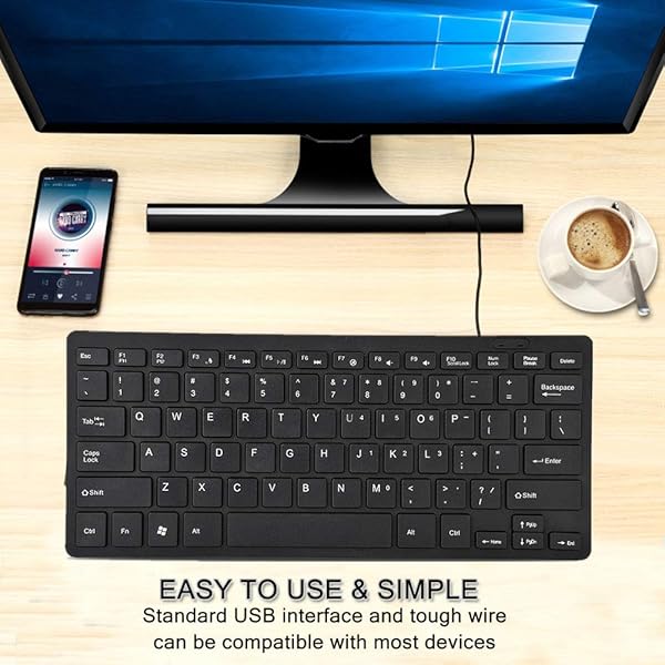 Yoidesu Mini Wired Keyboard: Portable 78 Keys USB Multimedia Keyboard for PC, Laptop & Gaming - Thin & Full Size Design - Image 8