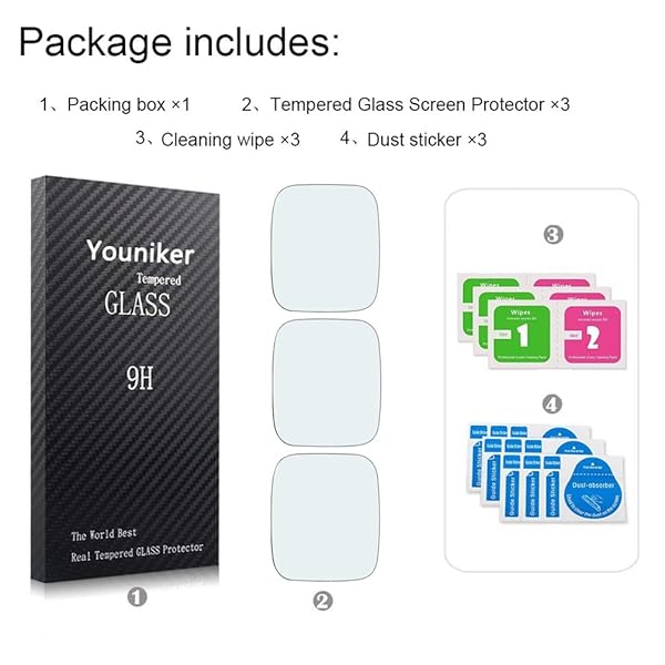 Youniker 3 Pack Tempered Glass Screen Protector for Polar M430 M400 GPS Running Watch 9H Anti-Scratch Anti-Fingerprint Bubble Free - Image 7