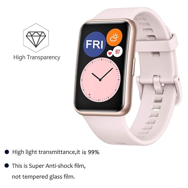 Youniker 6 Pack Screen Protector Film for Huawei Watch Fit Honor Watch ES Smartwatch Crystal Clear HD Anti-Scratch Anti-Fingerprint Cover - Image 8