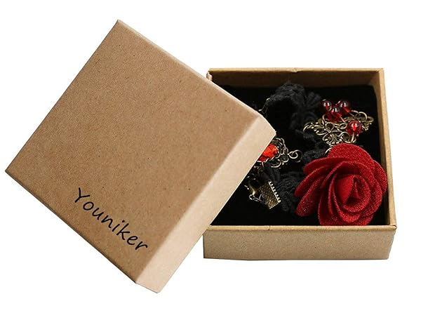 Youniker Gothic Black Lace Choker Necklace for Women Vintage Punk Steampunk Halloween Costume Party Victorian Rose Beads Pendant - Image 7