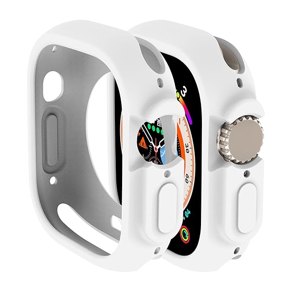Yrzper Shockproof Case for Apple Watch Ultra 49mm - TPU Silicone Bumper, Scratch-Resistant & Durable Protection (White)