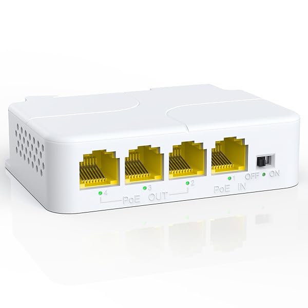 YuanLey YuanLey 4 Port PoE Extender: Gigabit 1000Mbps, 3 PoE Out, VLAN, Wall/Din Rail Mount - Easy Plug & Play Booster