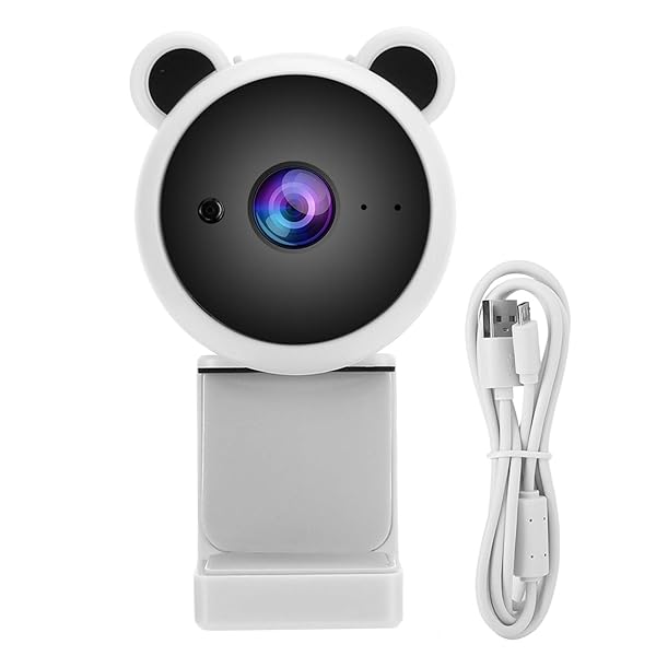Yunir 1080P Webcam with Built-In Microphone for Live Streaming & Video Recording - USB Computer Camera (White)