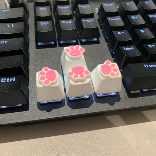 YupYay YupYay 4 Pack Custom Cat Paw Keycaps - Kawaii PBT Mechanical Keyboard Keycaps with Keycap Puller
