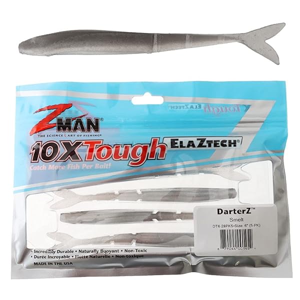 "Z-MAN DT6-28PK5 Darterz 6" Smelt 5 Pack - Premium Fishing Lures for Anglers"